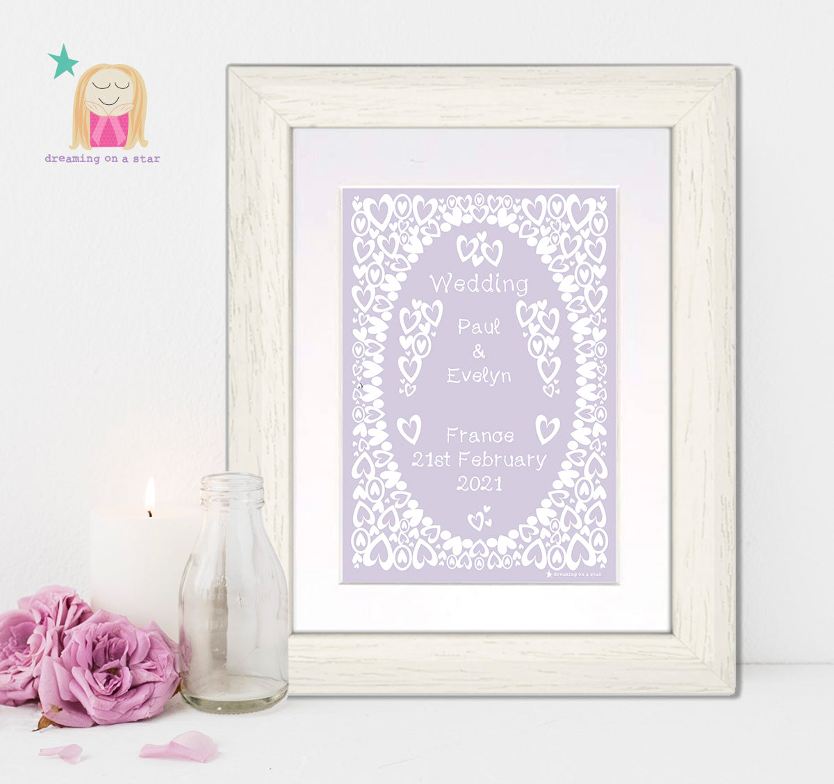 Wedding / Engagement Lace Personalised Frame