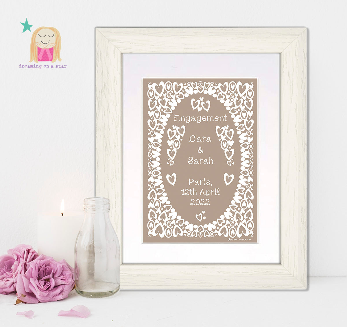 Wedding / Engagement Lace Personalised Frame