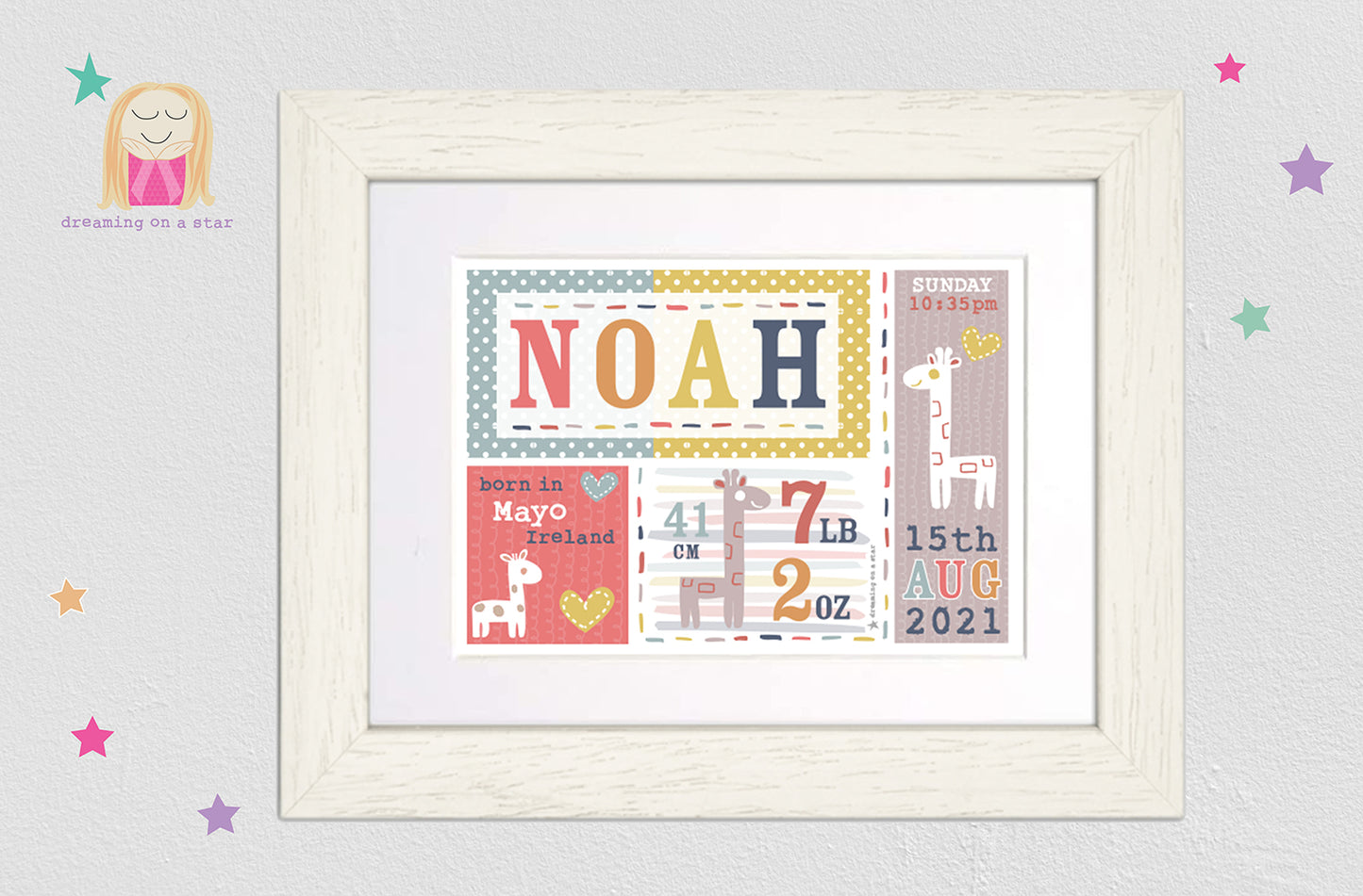 New Baby Giraffes Personalised Frame