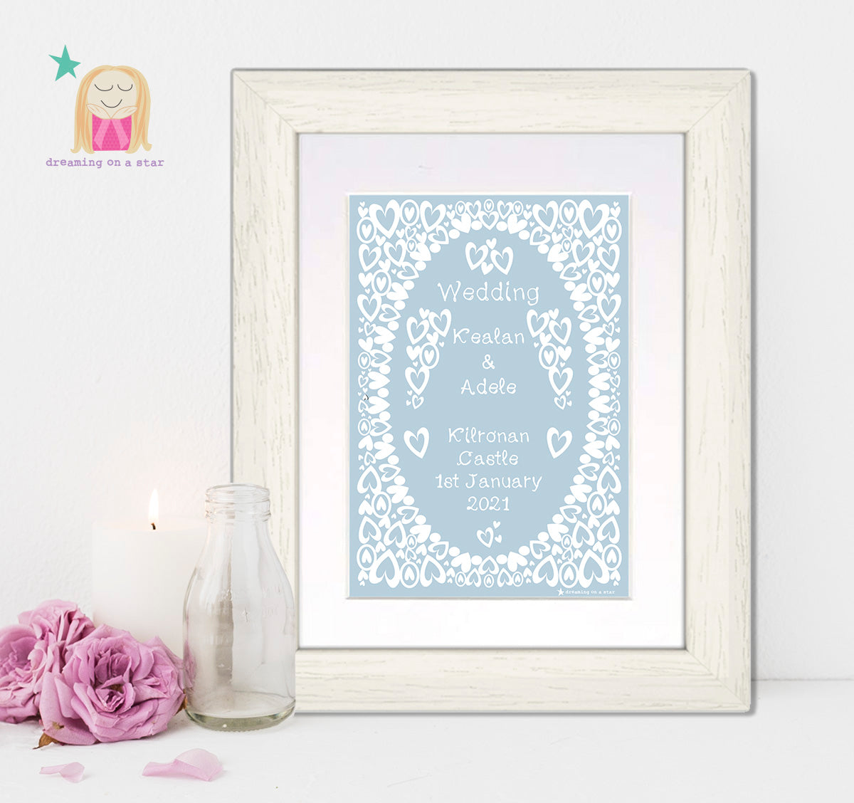 Wedding / Engagement Lace Personalised Frame