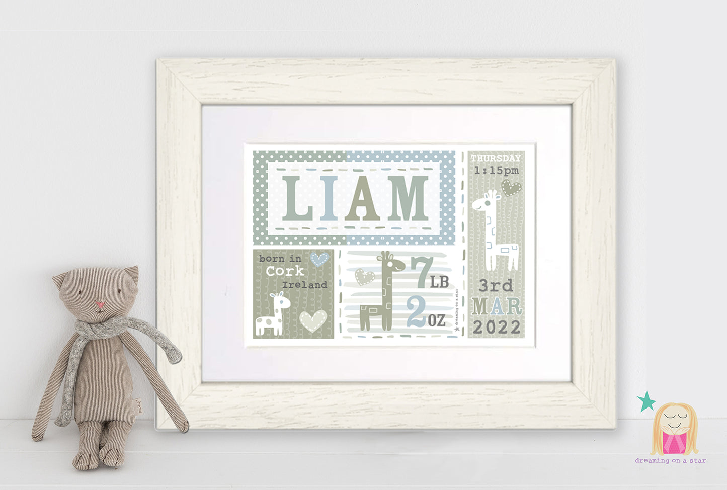 New Baby Giraffes Personalised Frame