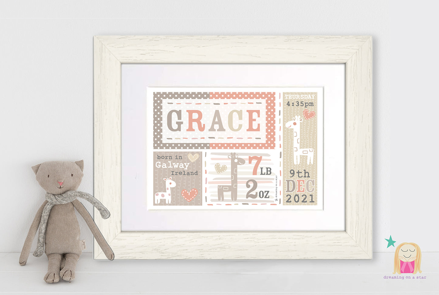 New Baby Giraffes Personalised Frame