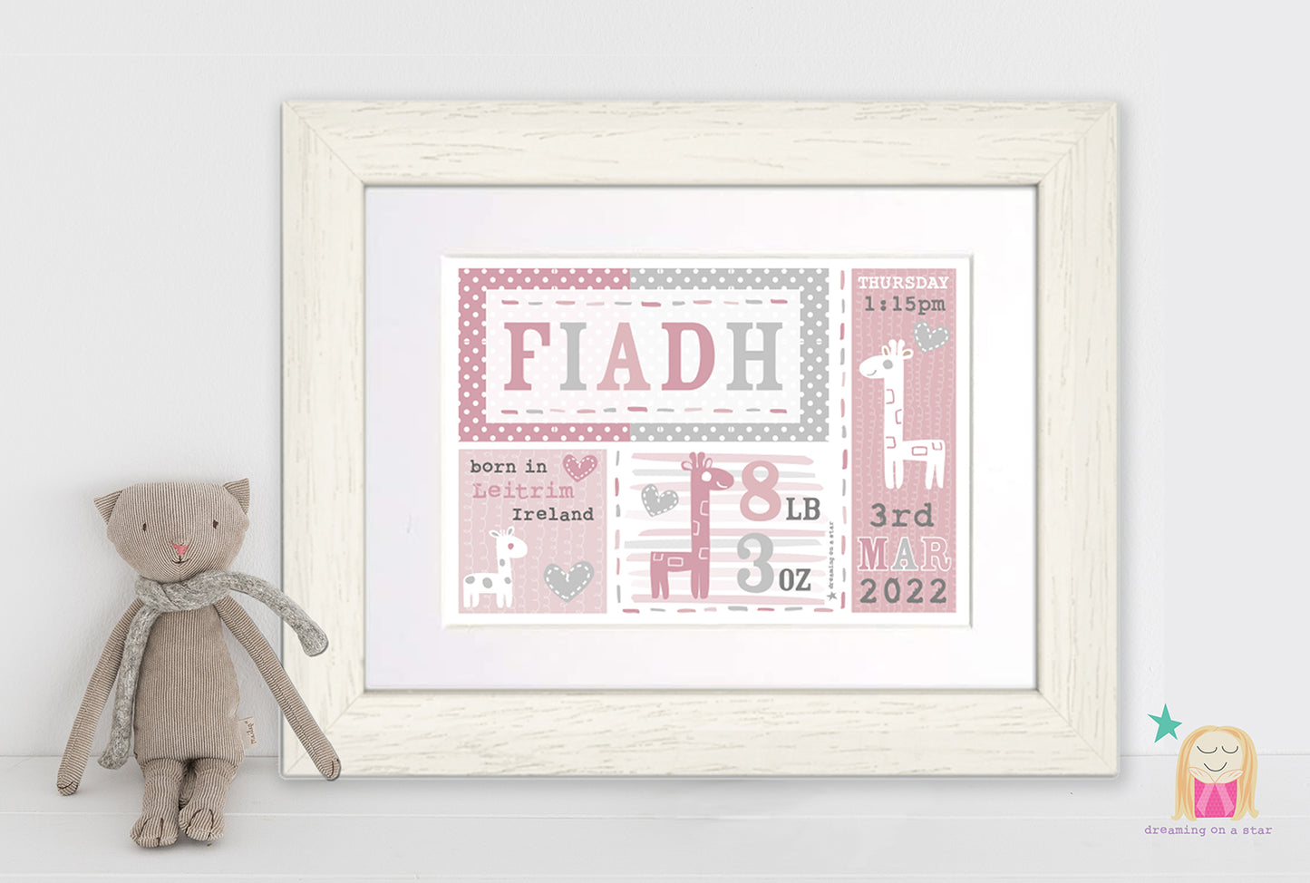 New Baby Giraffes Personalised Frame