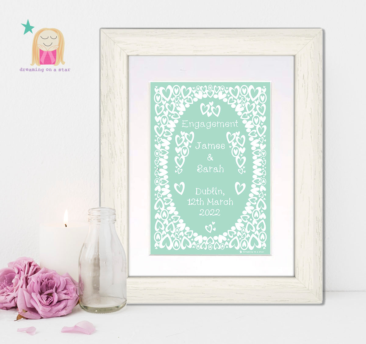 Wedding / Engagement Lace Personalised Frame